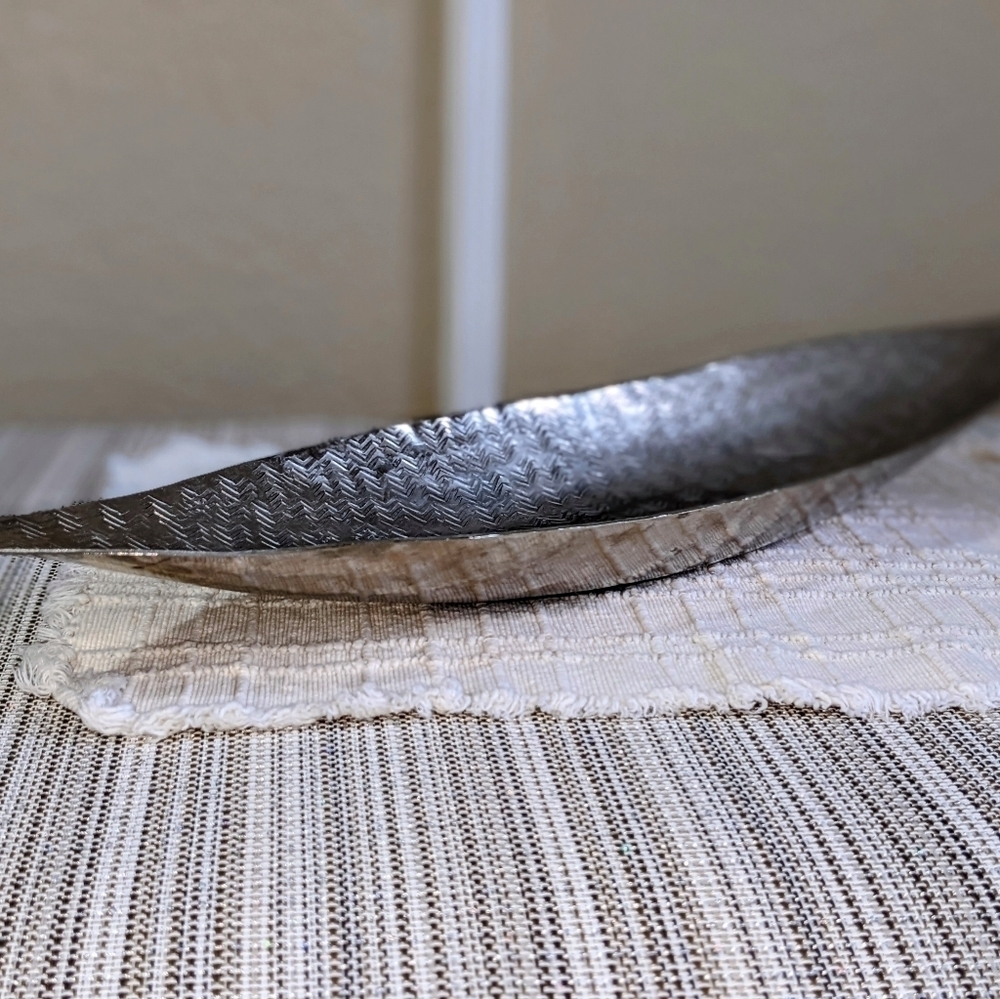 Herringbone Oval Silver Gunmetal Bowl Platter Tray